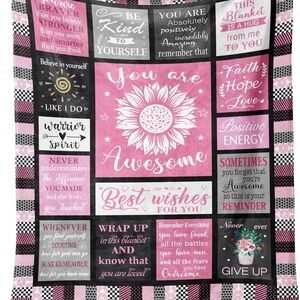 Inspirational Pink and Black Quilt Blanket